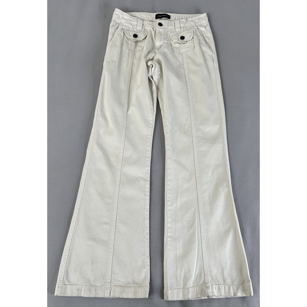 Vintage Aeropostale Low Rise Flare‎ Jeans Sz 4 Ivory Pants Women's Y2K